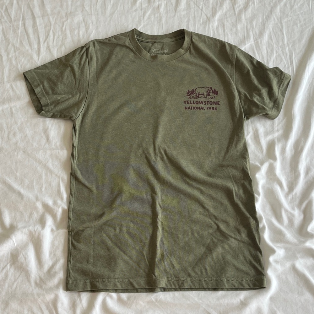 Yellowstone National Park Olive Green Crewneck Tee